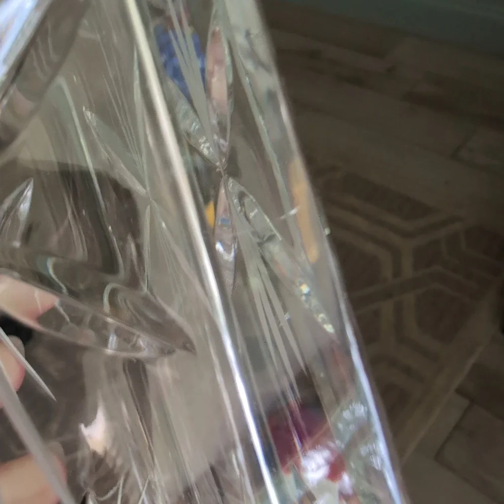 Vintage Heavy Cut Crystal Square Vase 10